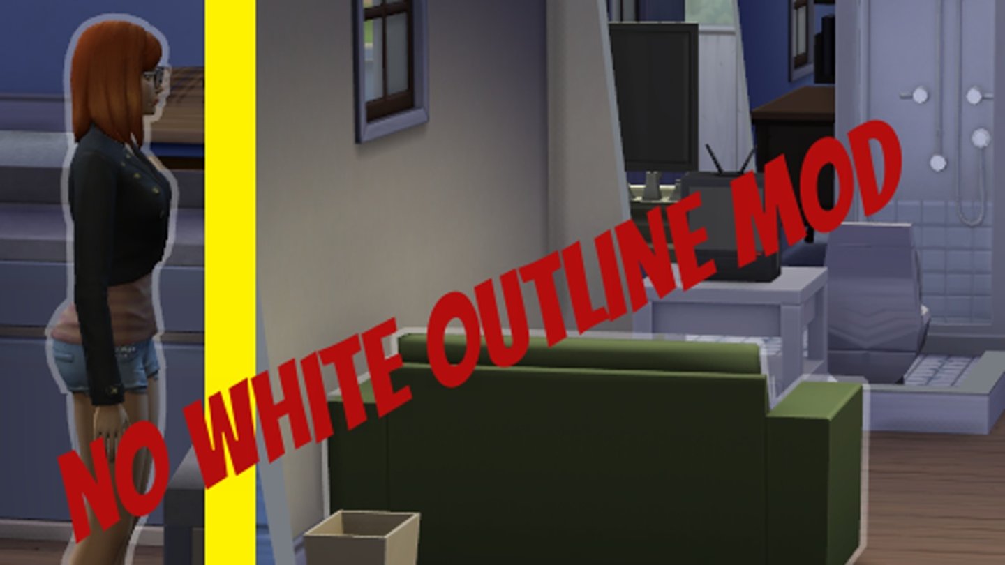 No Highlight Mod: Remove White Outline from Sims: Die Mod entfernt beim Maus-Hover über einen Charakter oder einen Gegenstand die weiße Umrisslinie.