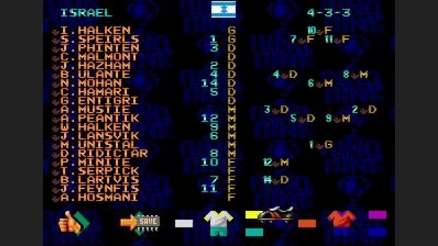 Customizing your team. The names of the players are rubbish, not even similar to the real ones