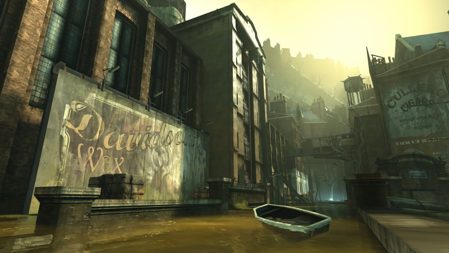Dishonored: Die Maske des Zorns Ein Stadtteil von Dunwall ist komplett überflutet.