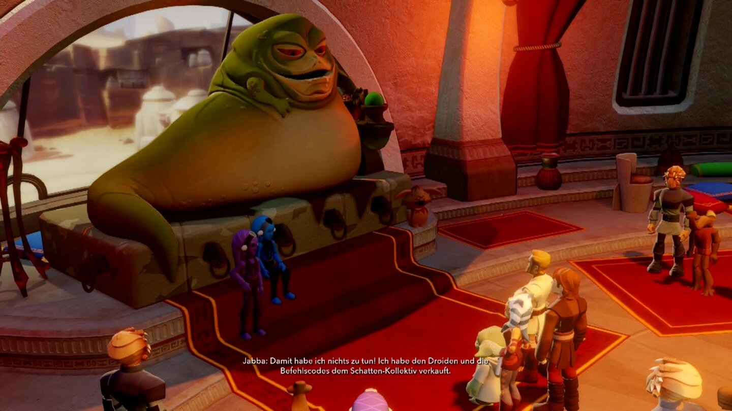 Disney Infinity 3.0: Play Without LimitsIm Zuge unserer Ermittlungen treffen wir viele bekannte Gesichter, unter anderem Jabba den Hutten.