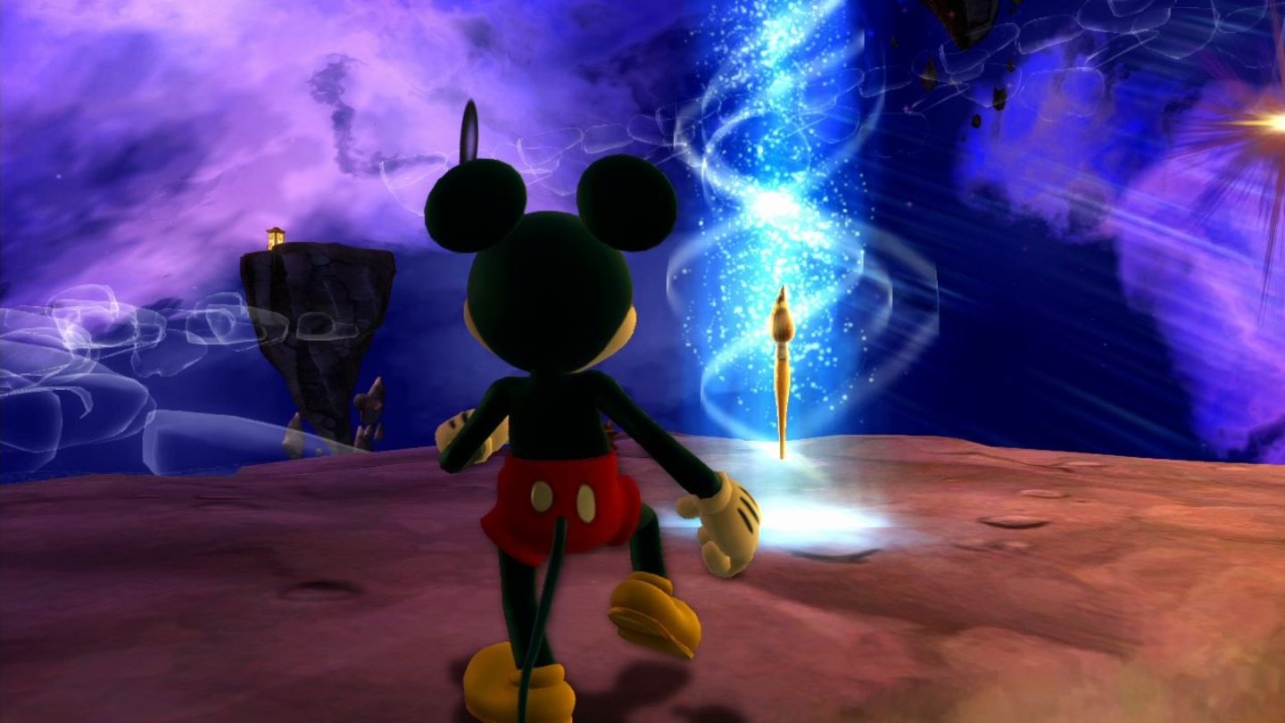 Disney Micky Epic: Die Macht der 2Der Pinsel ist unsere einzige und damit auch wichtigste Waffe im ganzen Spiel, denn mit ihm erledigen wir nicht nur unsere Feinde.