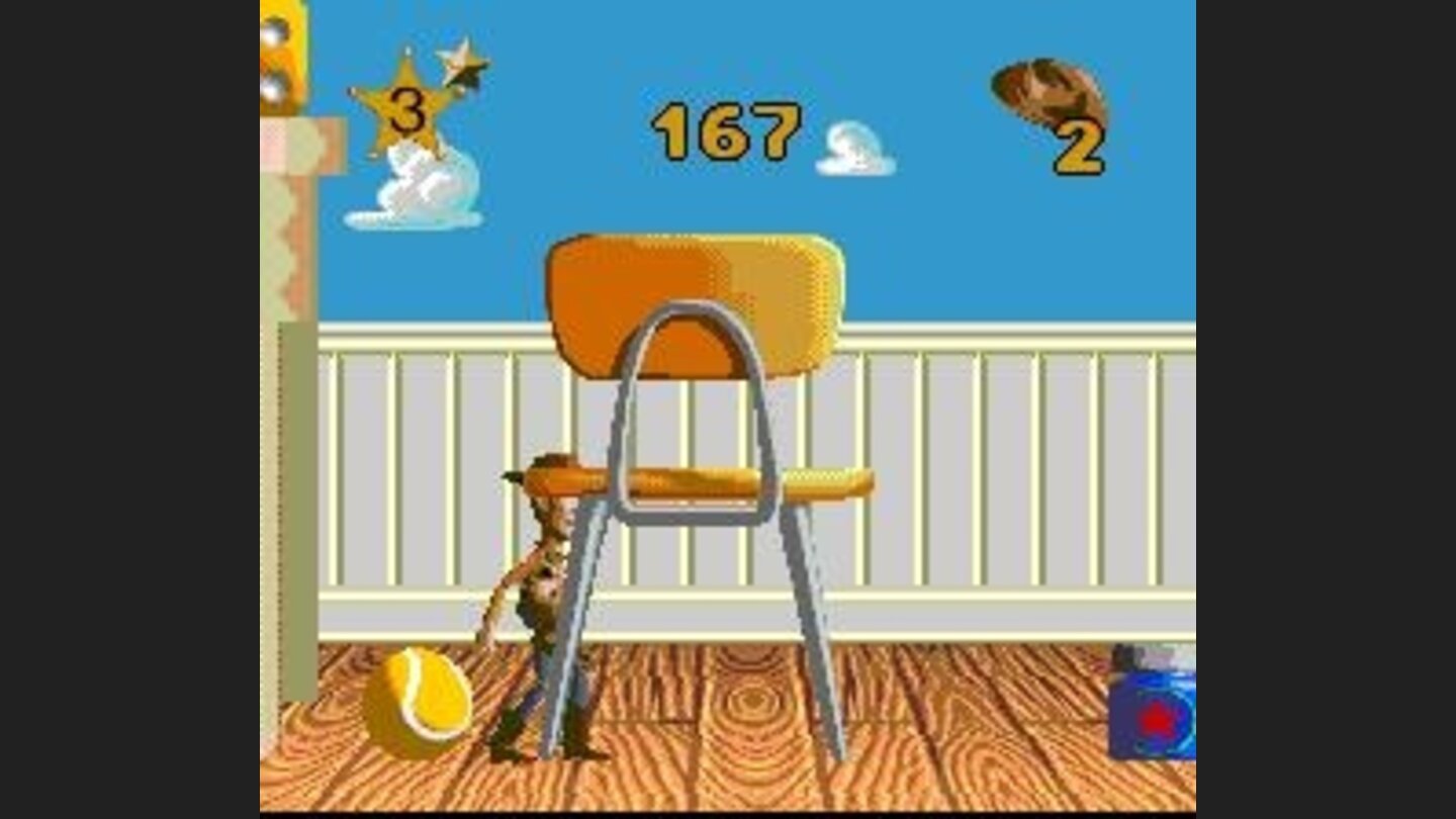The only way to reach this chair is to bounce off the ball