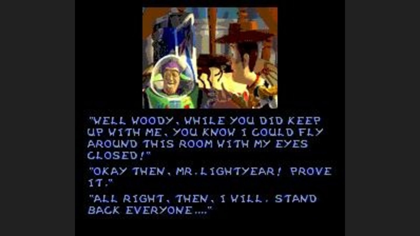 Woody and Buzz are having a conversation
