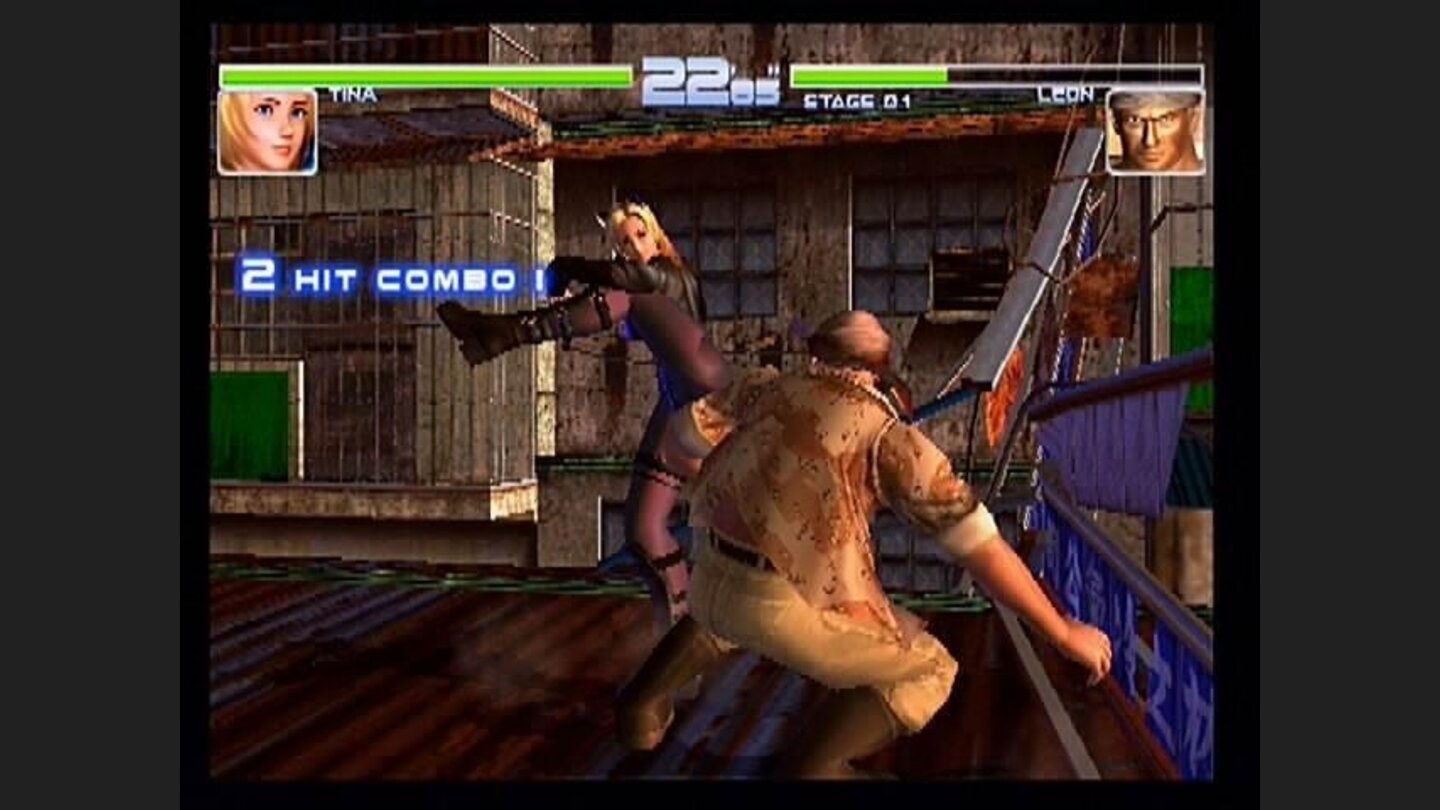 Striking a pose. Tina and new-comer Leon fight it out on a rooftop.
