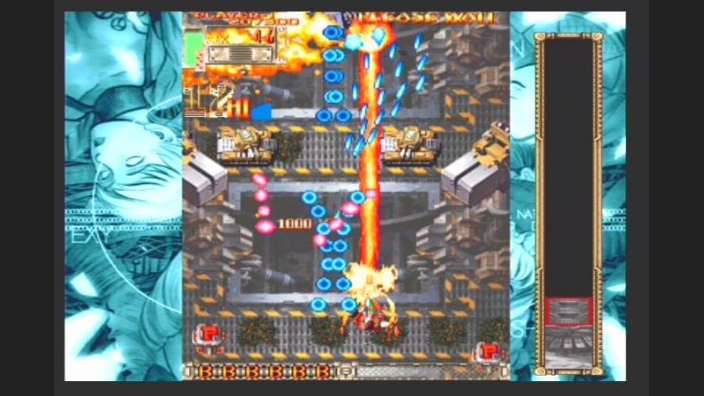 Stage 4 in Yoko mode (4:3 aspect ratio) with a wallpaper and stage map filling in the black space