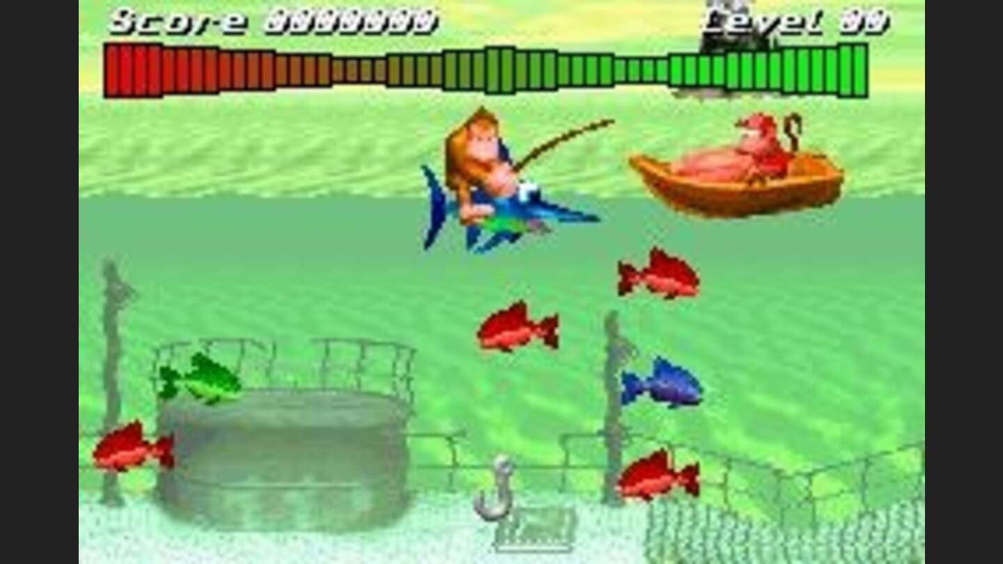 Funky Fishing is an exclusive mini-game from this version. Catch more fishes to improve your score! And your dinner...
