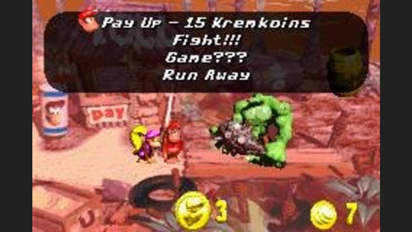 Collect your Kremkoins to pay Klubba and access the golden barrel. Or play a mini-game too...