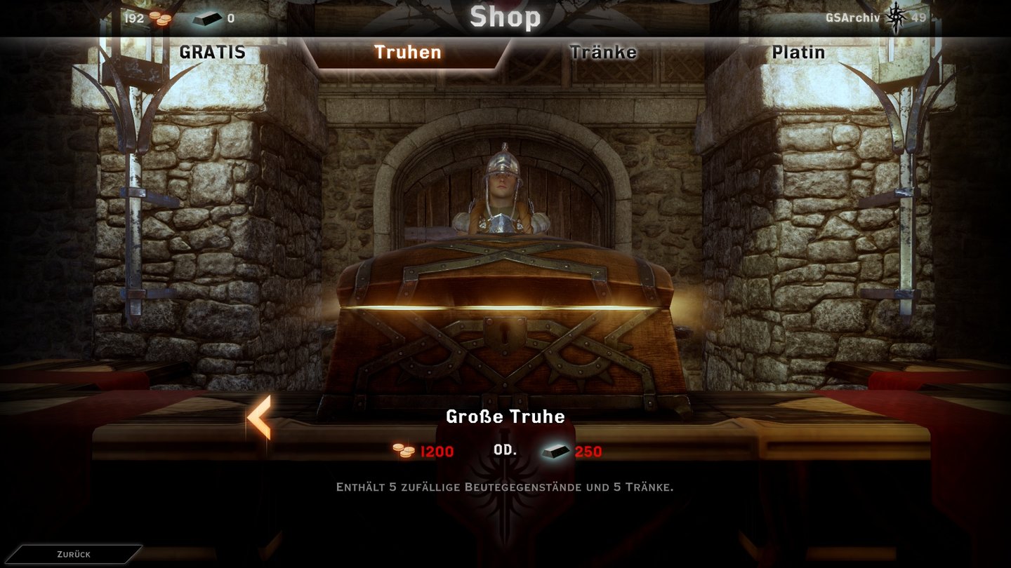 Dragon Age: Inquisition - Screenshots aus dem Koop-ModusDie Item-Beutekisten gibt’s für erspieltes Gold – oder mit Echtgeld gekauftes Platin.