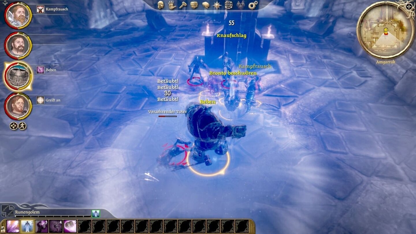Dragon Age: Origins - Die Golems von AmgarrakIhr Golembegleiter kann einige nützliche Kunststücke, wie in diesem Fall seine Fähigkeit Beben.