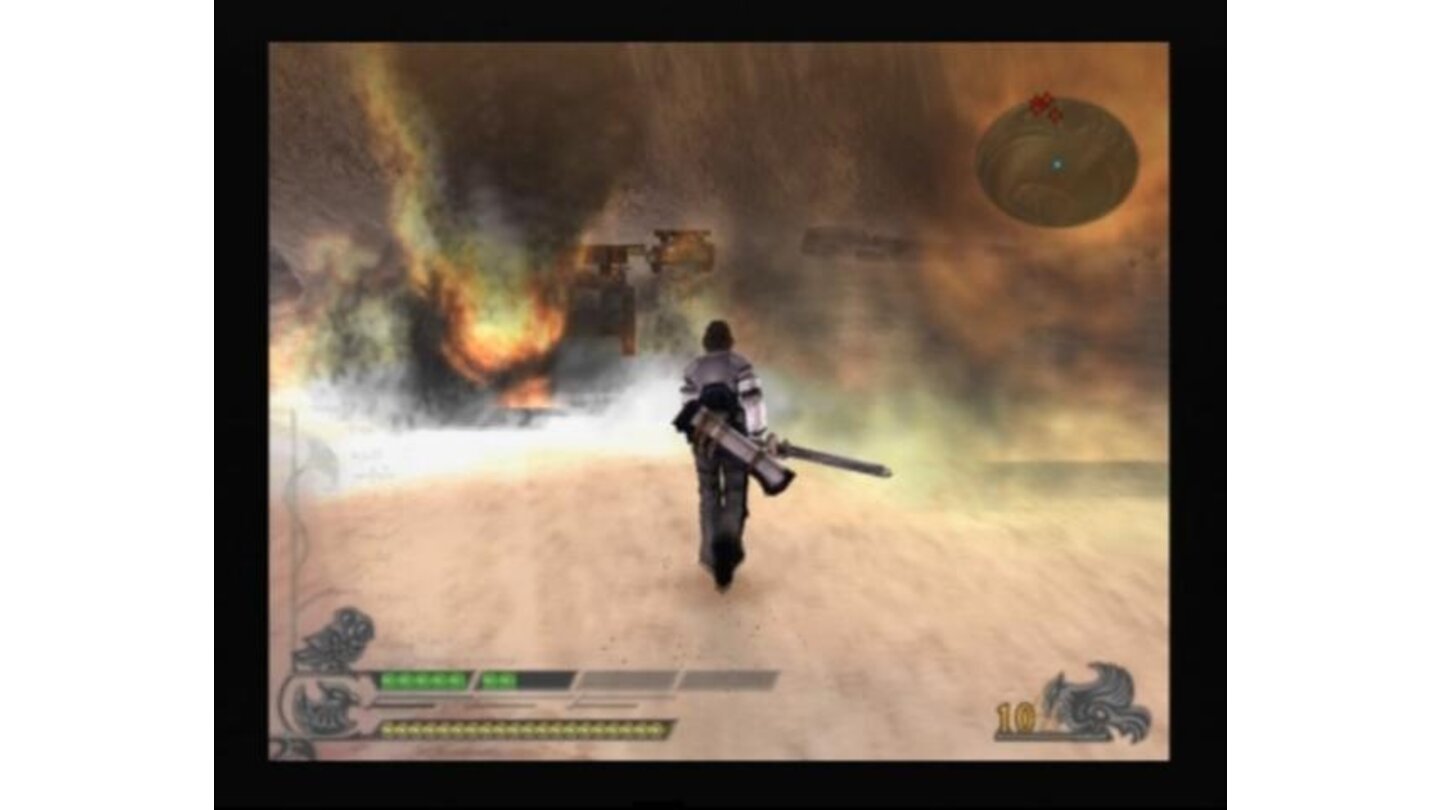 Using a magic fire attack by Caim's first sword, fully upgraded, casts fireballs at multiple sides