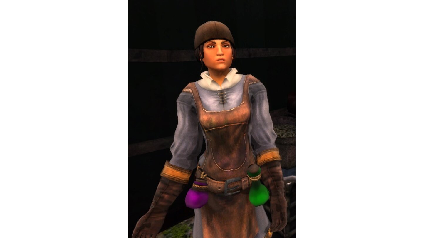 Auralia – noch eine Begleiterin aus dem ersten Drakensang, die in Teil 2 nicht mit auf Abenteuer zieht. Auf dem Markt von Nadoret verkauft die Alchemistin Zutaten.