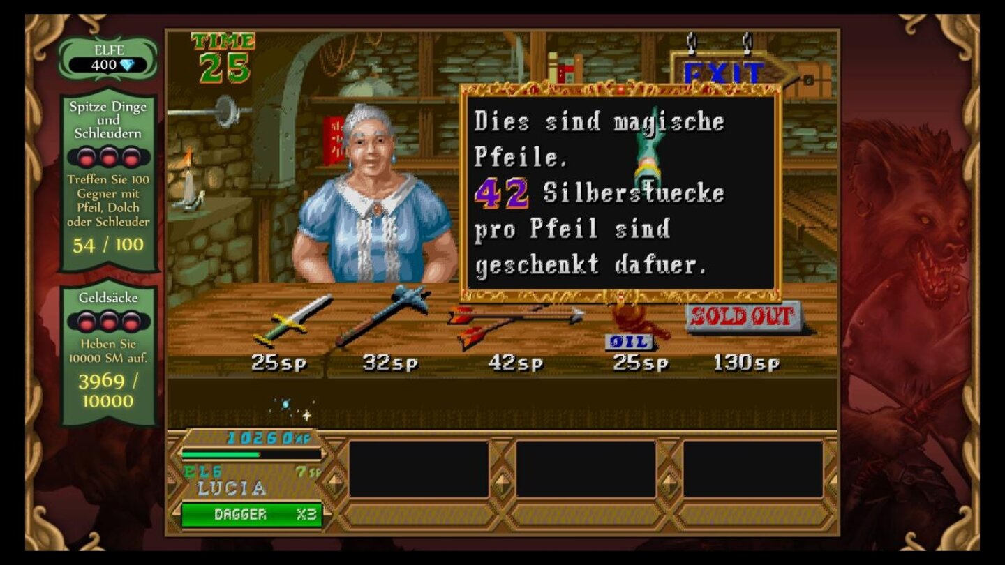 Dungeons + Dragons: Chronicles of MystaraIn Shops decken wir uns vor jedem Abschnitt mit nützlichem Equipment ein oder heilen unseren angeschlagenen Charakter.