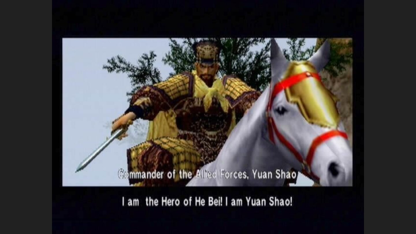 Hello, my name is Inigo Montoya... Every main hero will introduce themselves in battle prior to an engagement with you. Some, like Yuan Shao here, wear somewhat accurate armor, while others have highly decorative and fantastical designs.