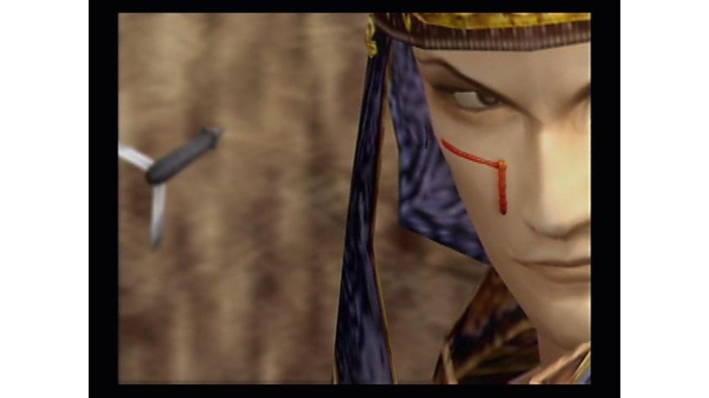 You could've poked my eye out! Sima Yi just barely avoids an arrow in a cut-scene.