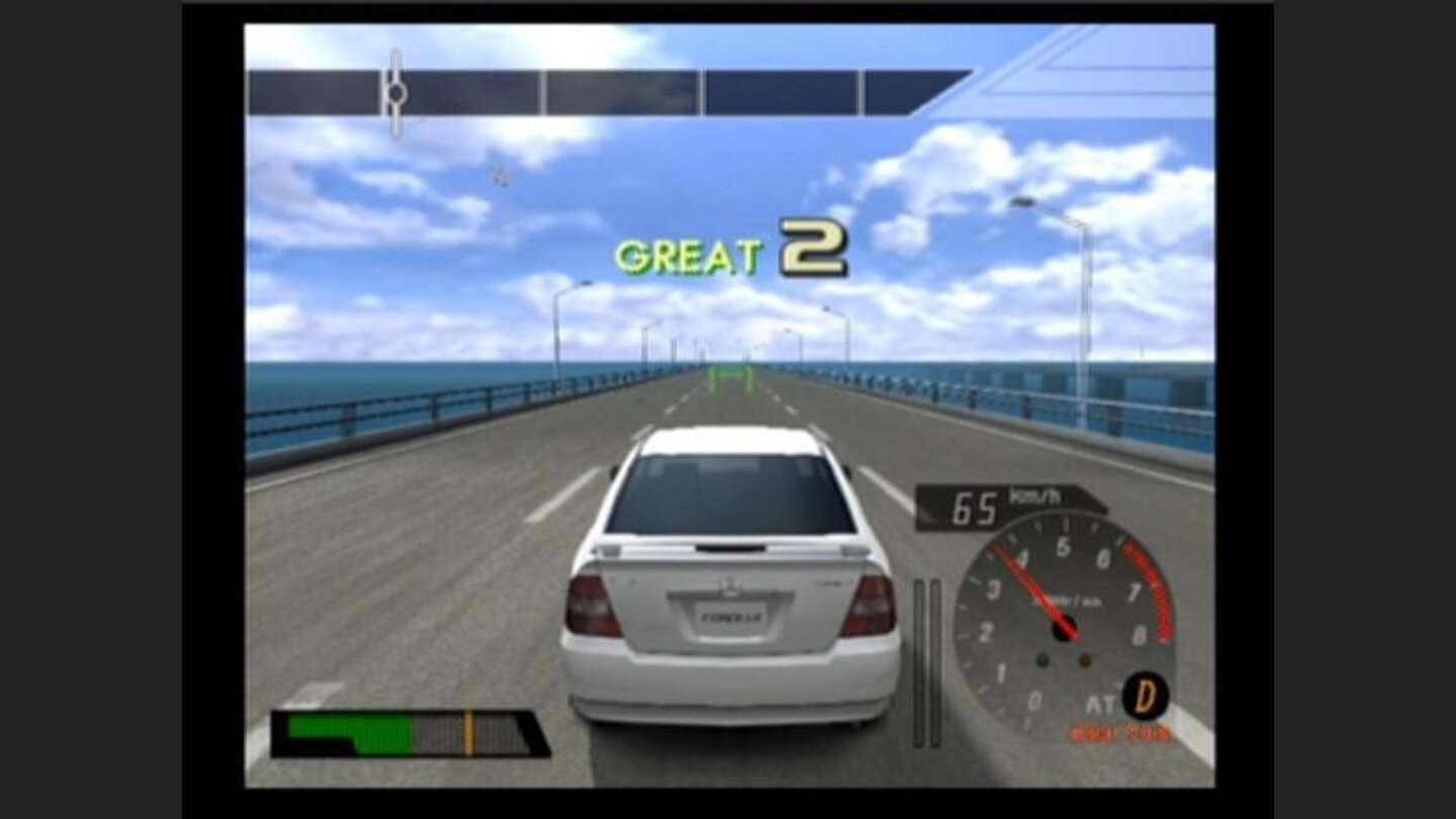 Driving Toyota Corolla in training mode, you must pass all the checkpoints at the right speed (color of checkpoint indicates how close are you driving to the perfect speed to pass through)