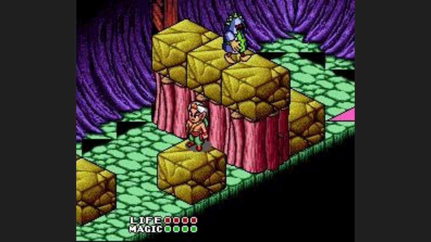 Unable to jump this gap, our hero wishes that he could push the blocks or jump higher