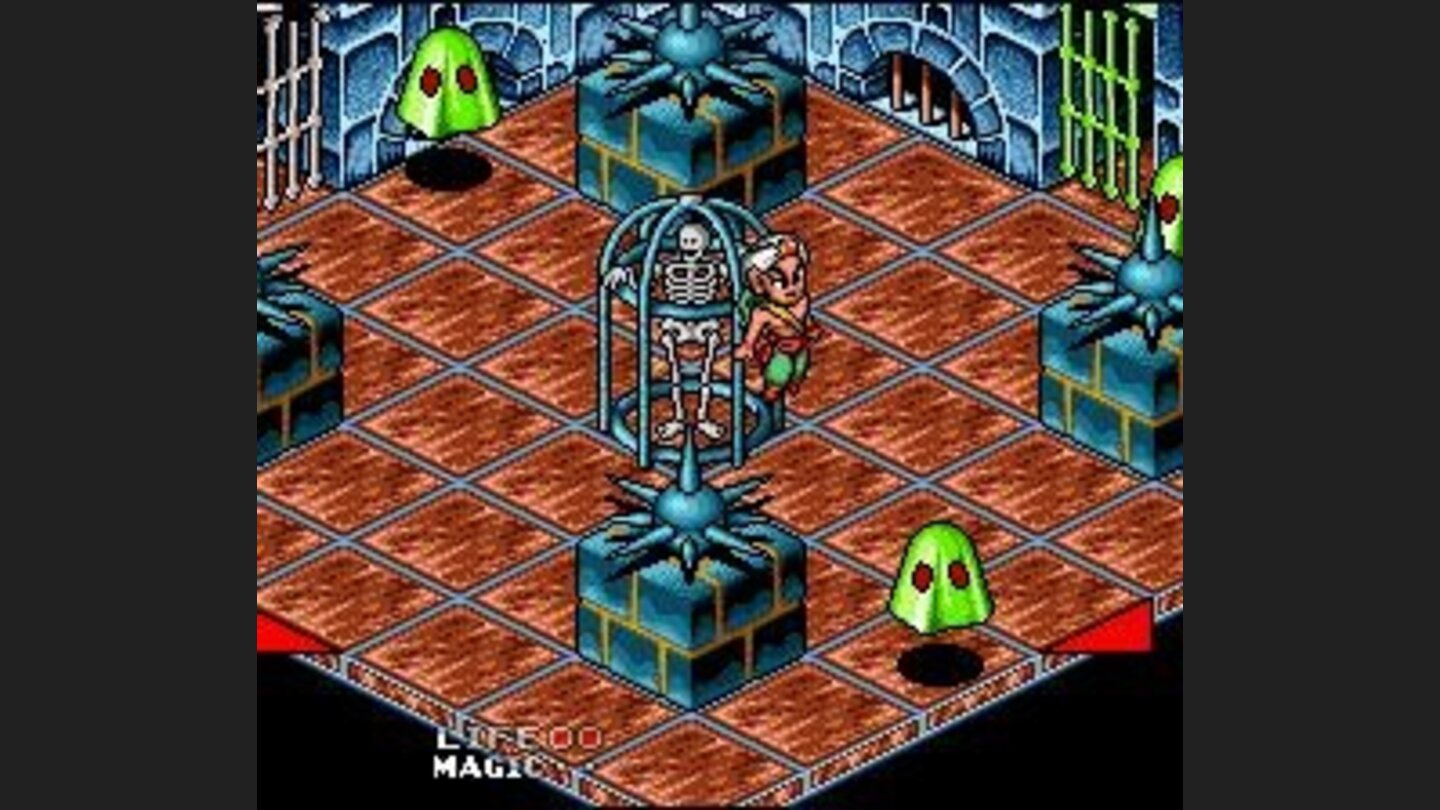 This skeleton is more than a decoration, you can jump on his cage