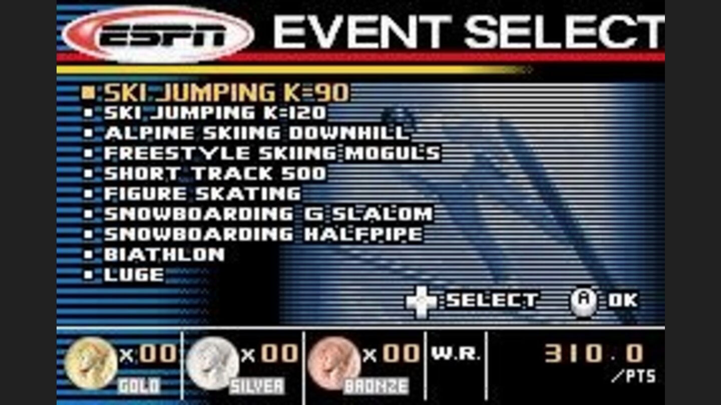 The events you can choose from