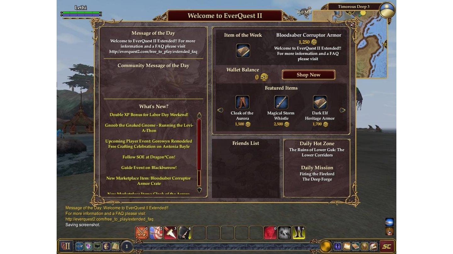Everquest 2 ExtendedMit diesem Bildschirm werden Sie in Everquest 2 begrüßt.