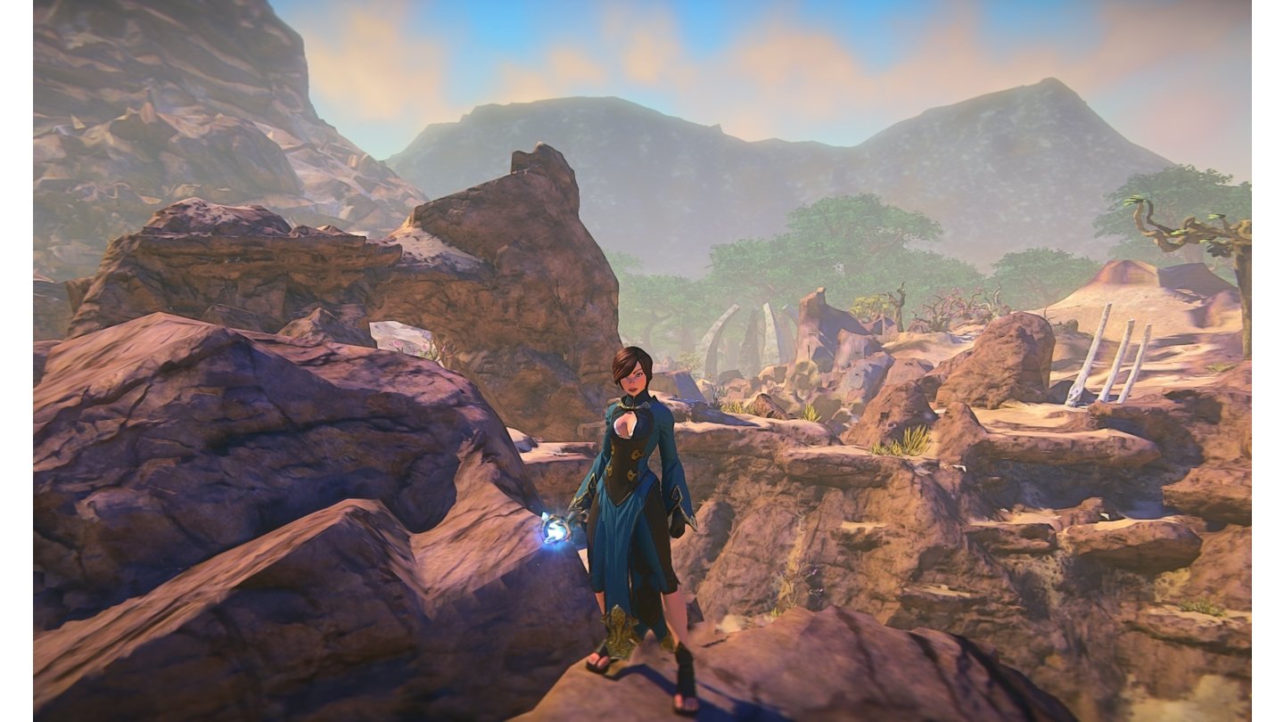 Everquest NextIm Gebiet Ashfang erwartet die Spieler eine Wüste mit hoher Weitsicht.
