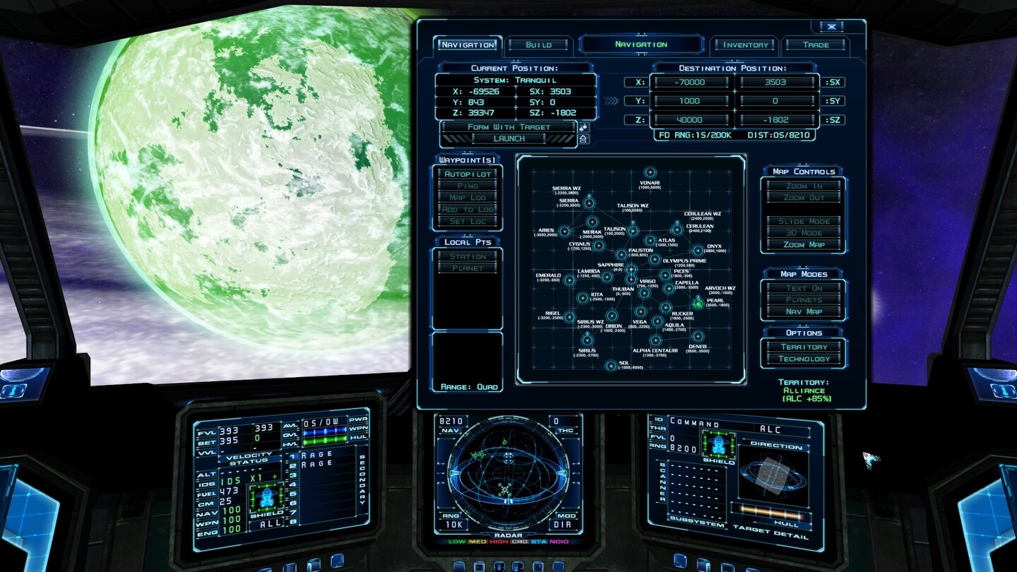 Evochron LegacyDas Spiel hat eine enorme Größe: Jedes dieser Systeme besteht aus hunderten Sektoren – die allerdings oft völlig leer sind.