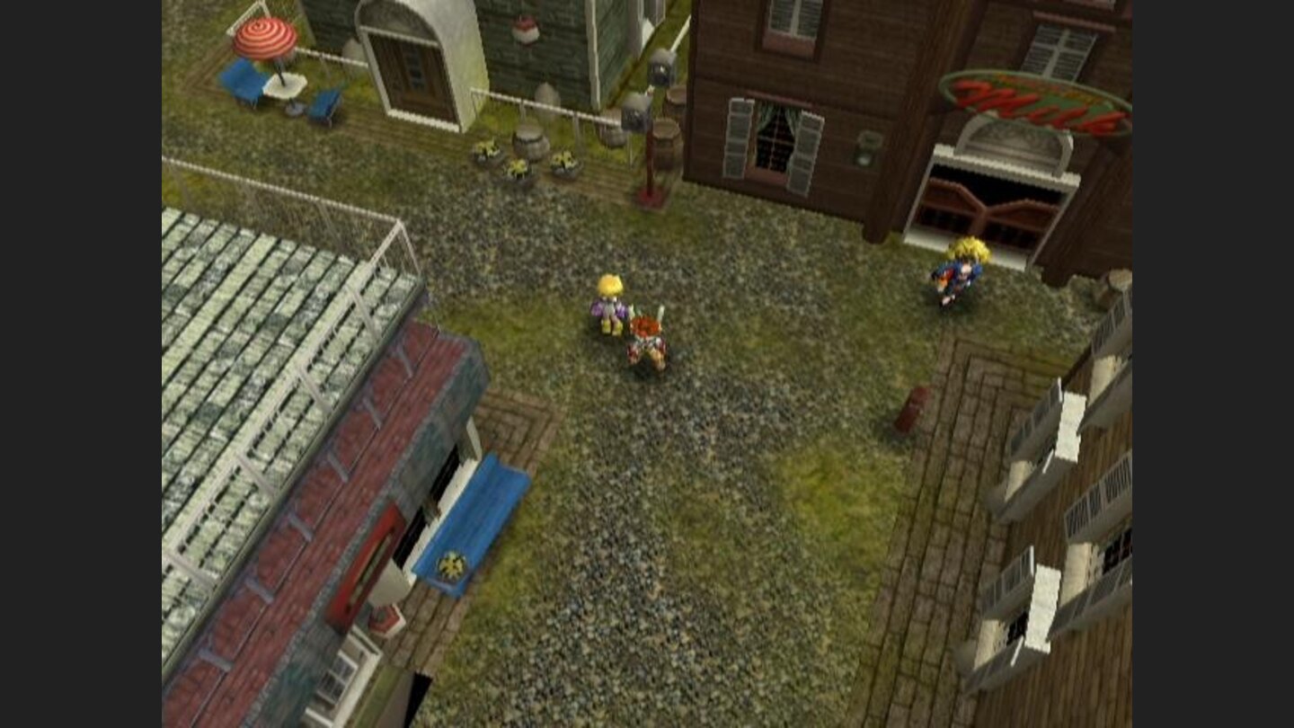 Visit the town to buy items or find members for your adventuring party