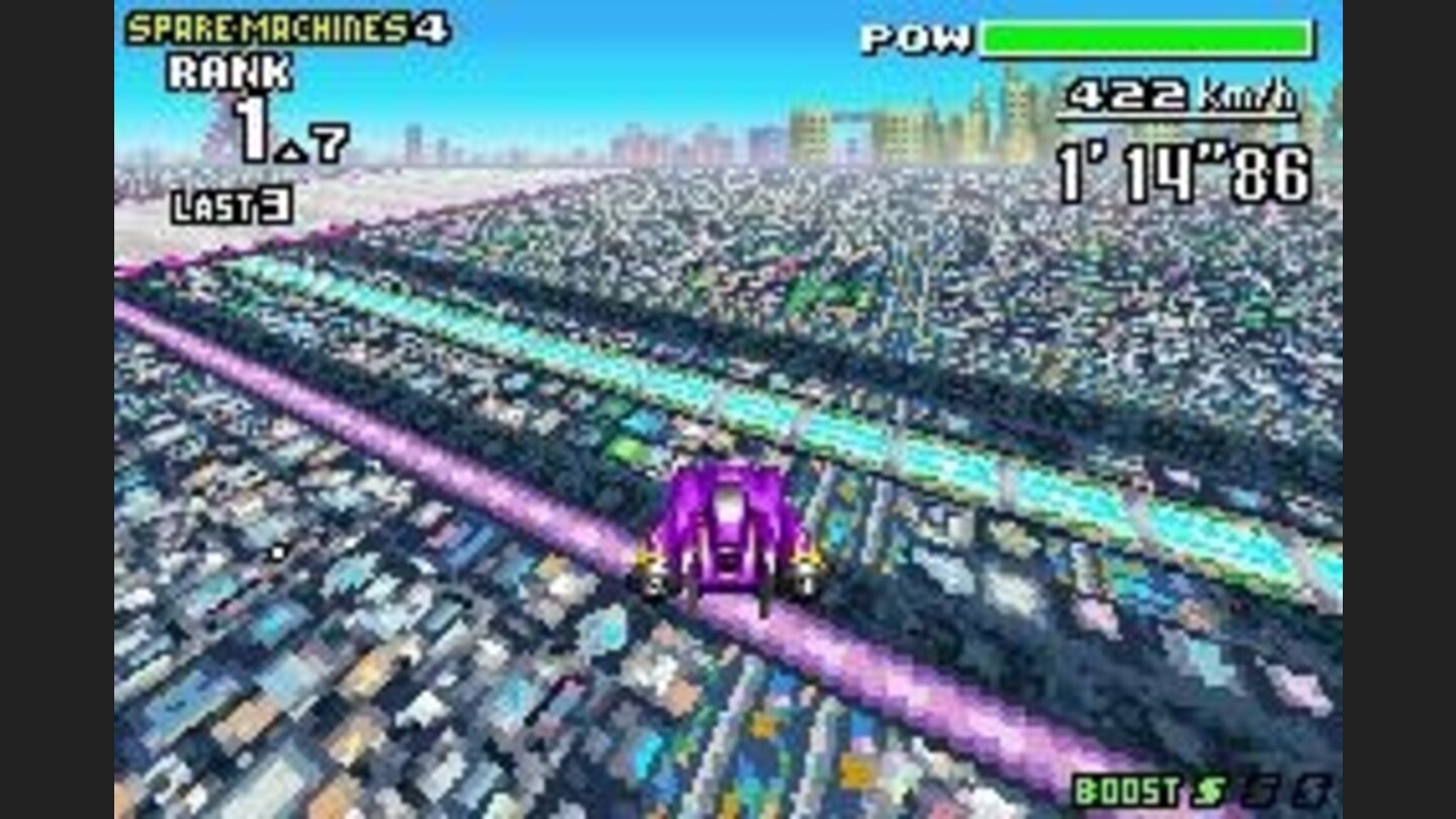 There are some jumping platforms in some tracks. Use it wisely or see this enormous city!