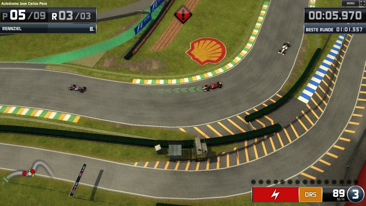 F1 Online: The GameVorteil durch Geschwindigkeit: Nach der nächsten Kurve können wir das DRS aktivieren und versuchen, an unserem Konkurrenten vorbeizuziehen.