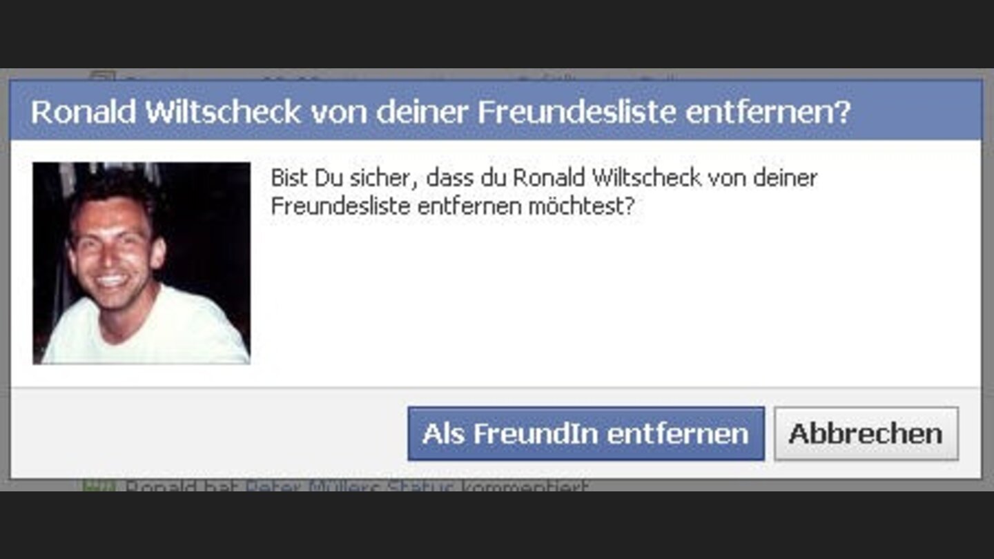 Bestätigen Sie in der Sicherheitsabfrage, dass Sie nicht versehentlich Ihren Freund entfernen wollten.