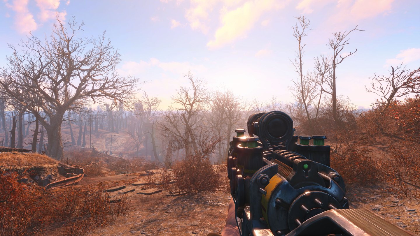 Fallout 4 (extreme Details, 4K)Auch wenn die Texturen nicht gerade knackscharf und die Animationen oft steif ausfallen - die Beleuchtung sorgt immer wieder für Stimmung.