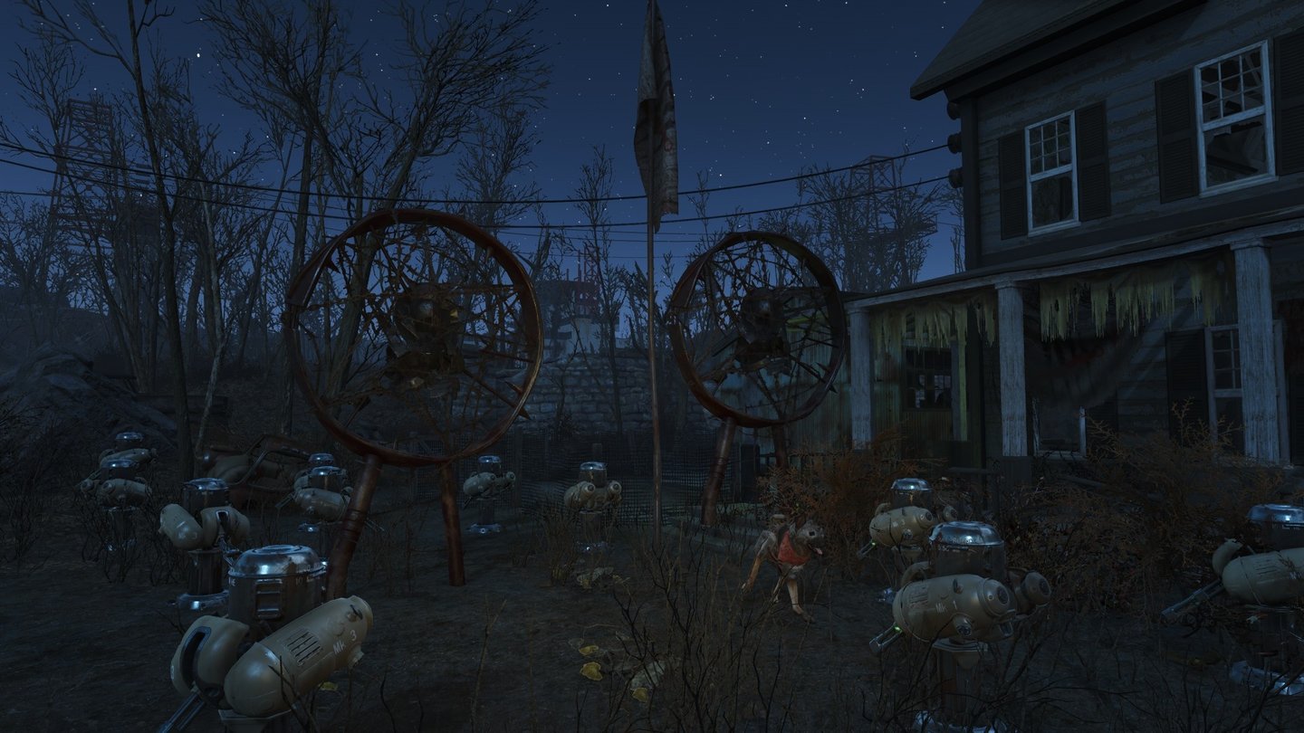 Fallout 4: Nuka-WorldMit etwas neuer Deko sieht unser erster Stützpunkt ein wenig mehr nach Raidern aus.