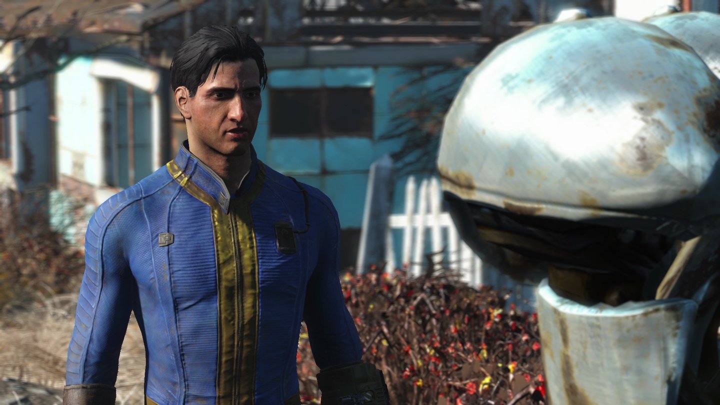 Fallout 4Dialoge sollen wir jederzeit beenden können, auch indem wir dem Gesprächspartner eine Ladung Blei ins Gesicht knallen.