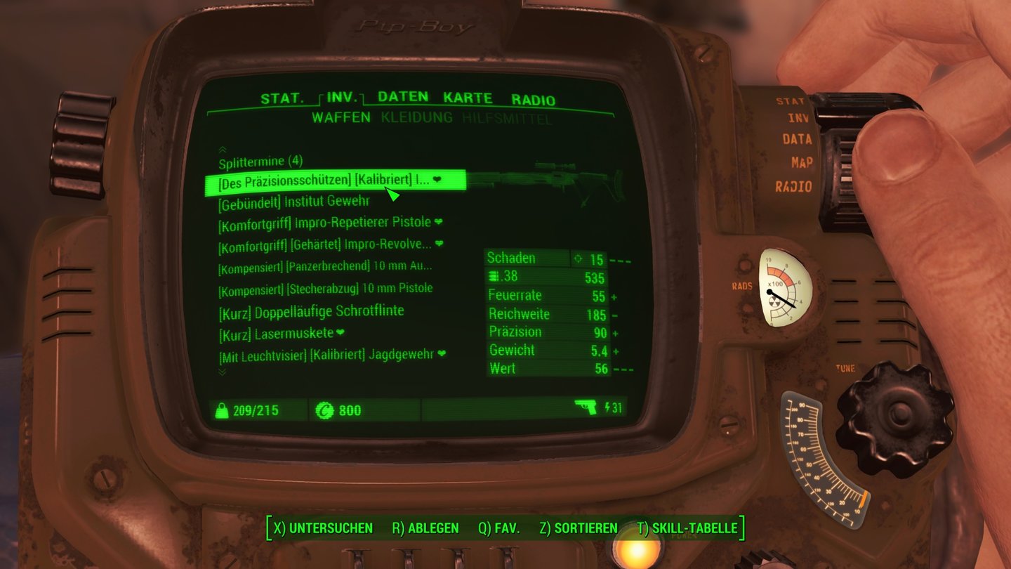 Fallout 4 (PC)Ins extrem unübersichtliche Inventar passen nicht einmal die Namen vieler Items.