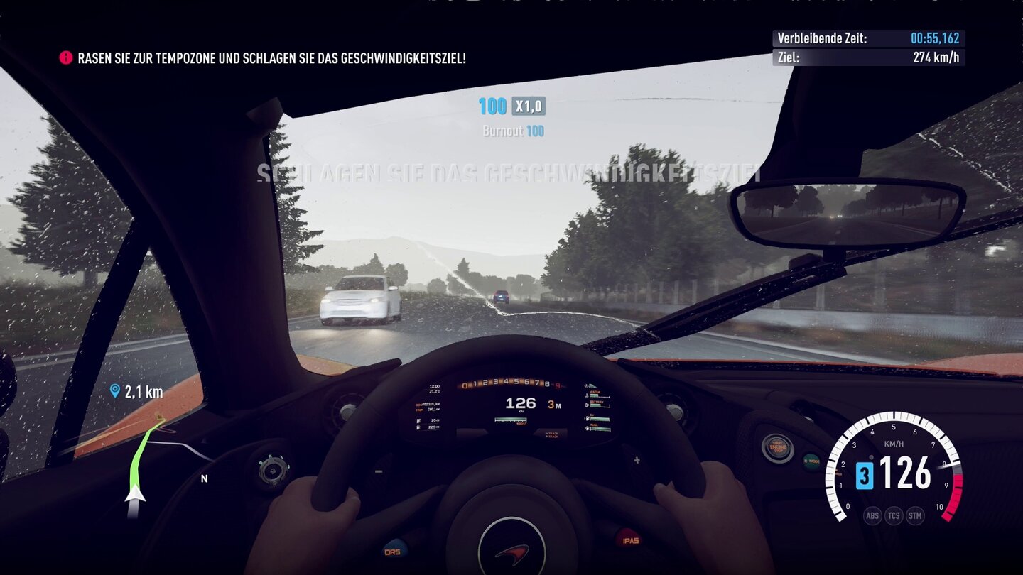 Forza Horizon 2In der Cockpitperspektive kommt das mit Abstand beste Geschwindigkeitsgefühl auf.