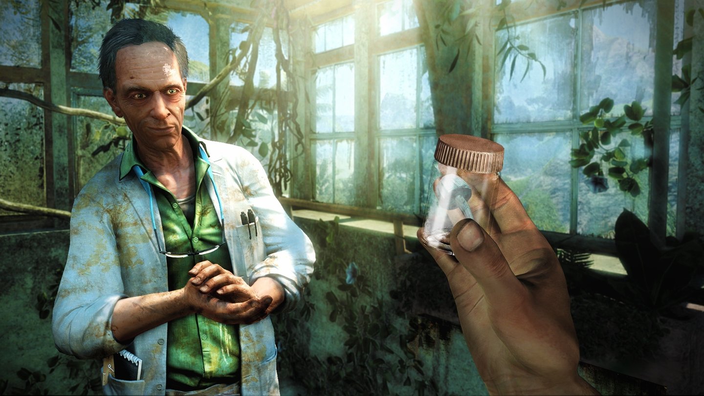 Far Cry 3Der etwas irre Dr. Earnhardt ist anfangs der Kampagne ein wichtiger Verbündeter. Aber kann Jason ihm wirklich trauen?