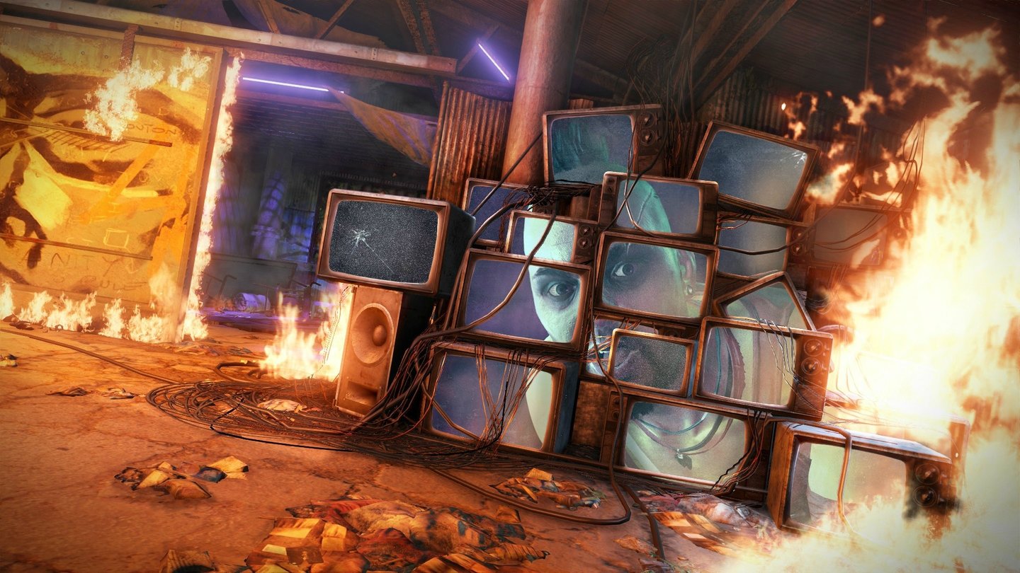 Far Cry 3Der Bösewicht Vaas spielt mit uns und stellt uns Fallen wie diese brennende Hütte.