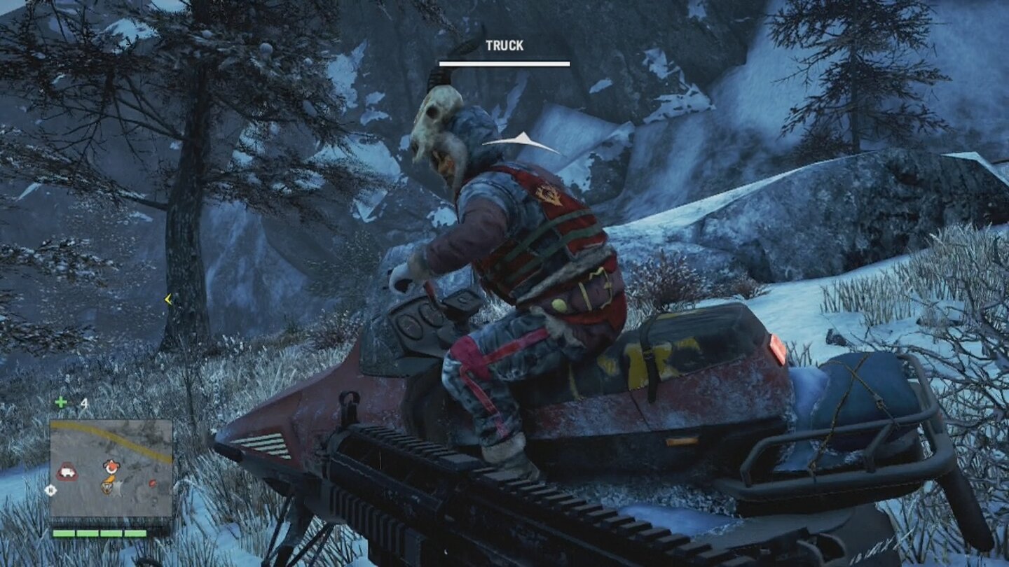 Far Cry 4 Das Tal der YetisDie Yalungspinner tragen alle putzige Mützen mit Tierschädel auf dem Kopf.