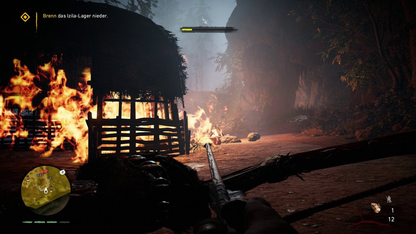 Far Cry PrimalEin beliebtes Spielziel: Lager abfackeln. Ist am Anfang noch sehr cool, auf Dauer aber eintönig.