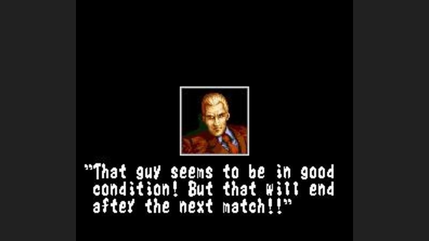 Behind the scenes an interested Geese Howard follows your progress (Champion Battle)