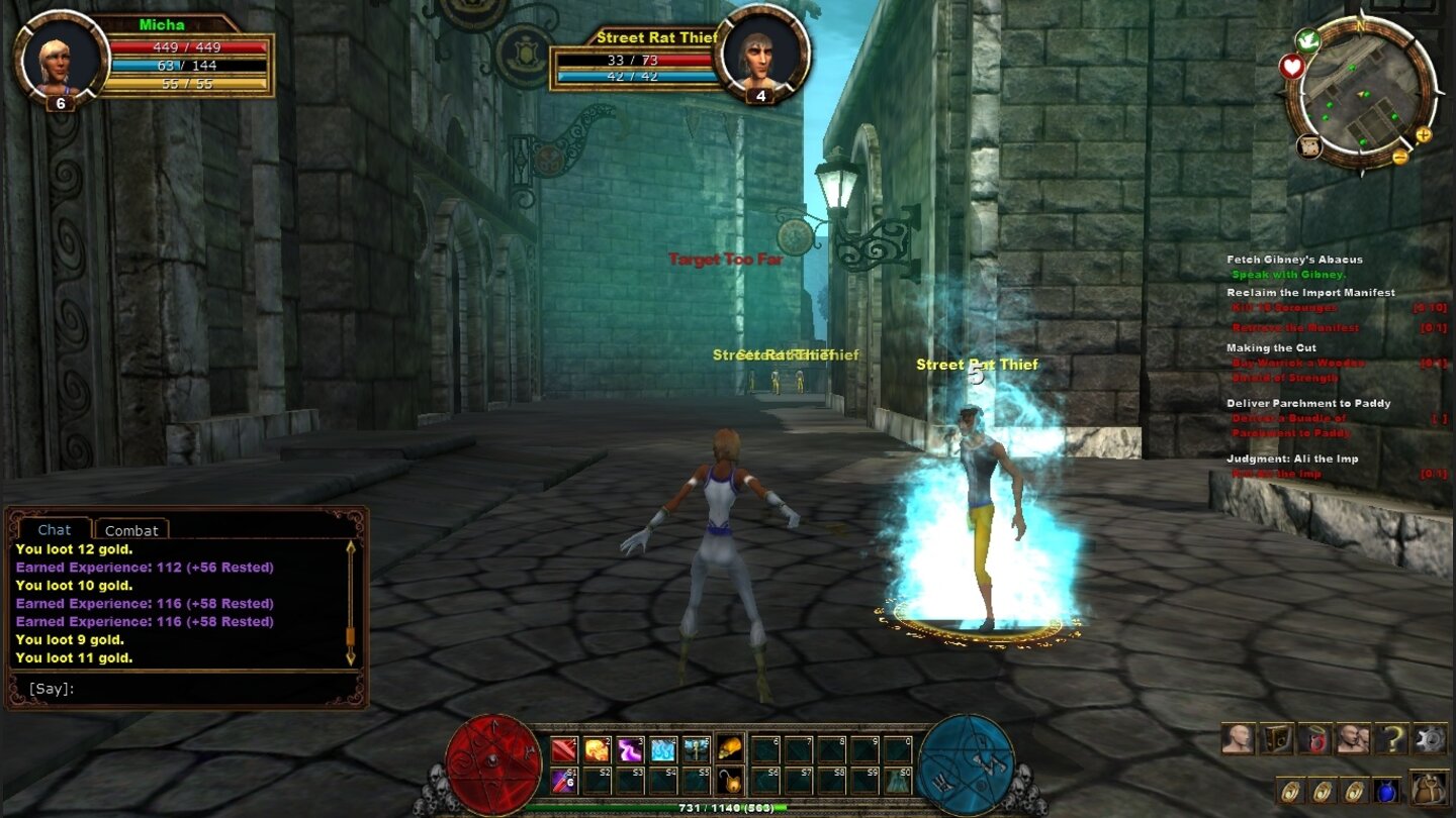 Faxion OnlineAngeschlagene Gegner versuchen zu fliehen oder Verstärkung heranzuholen. Der hier wird’s nicht mehr schaffen.