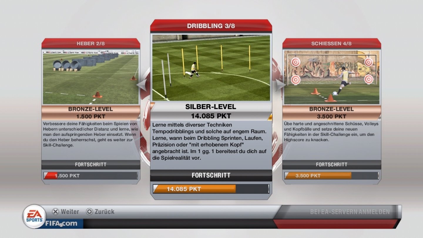 Fifa 13Die neuen Skill-Games sind Bestandteil des Trainingsmodus von FIFA 13 und können sowohl aus dem Menü, als auch in den Ladepausen gespielt werden.