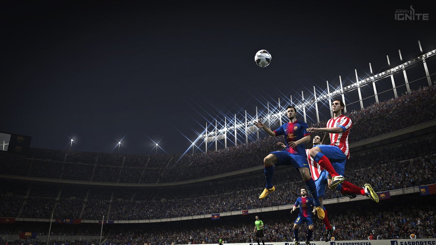 FIFA 14 (Xbox One / PlayStation 4)Stadien und Spieler sollen dank der neuen Ignite-Engine lebendiger wirken.
