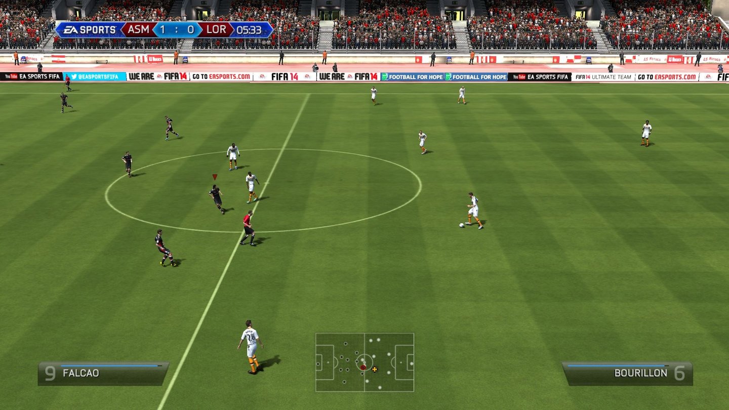 FIFA 14Die KI der eigenen Mitspieler ist gelungen. Bei Ballbesitz verteilen sie sich und bieten gute Anspielstationen.