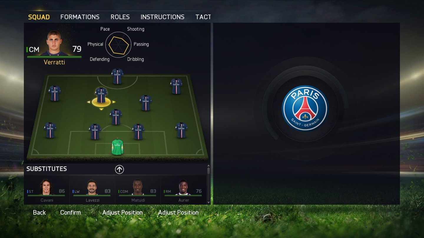 FIFA 15Im Team-Management legen wir uns karriereübergreifend Taktikvorlagen zurecht.