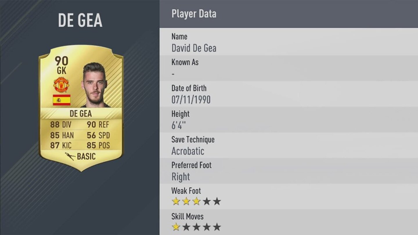 FIFA 17 TorhüterPlatz 2: David De Gea