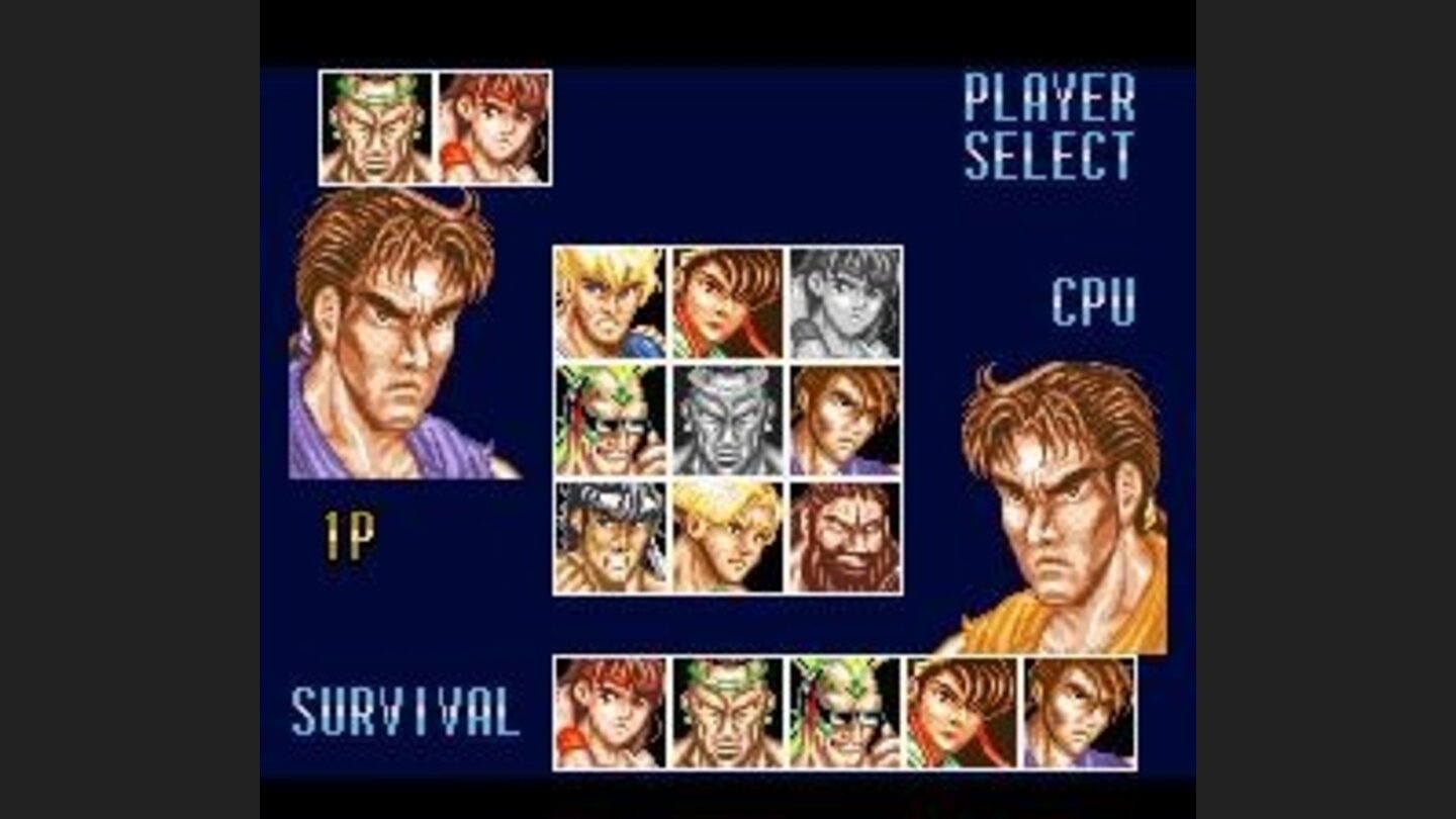 Survival mode selection screen