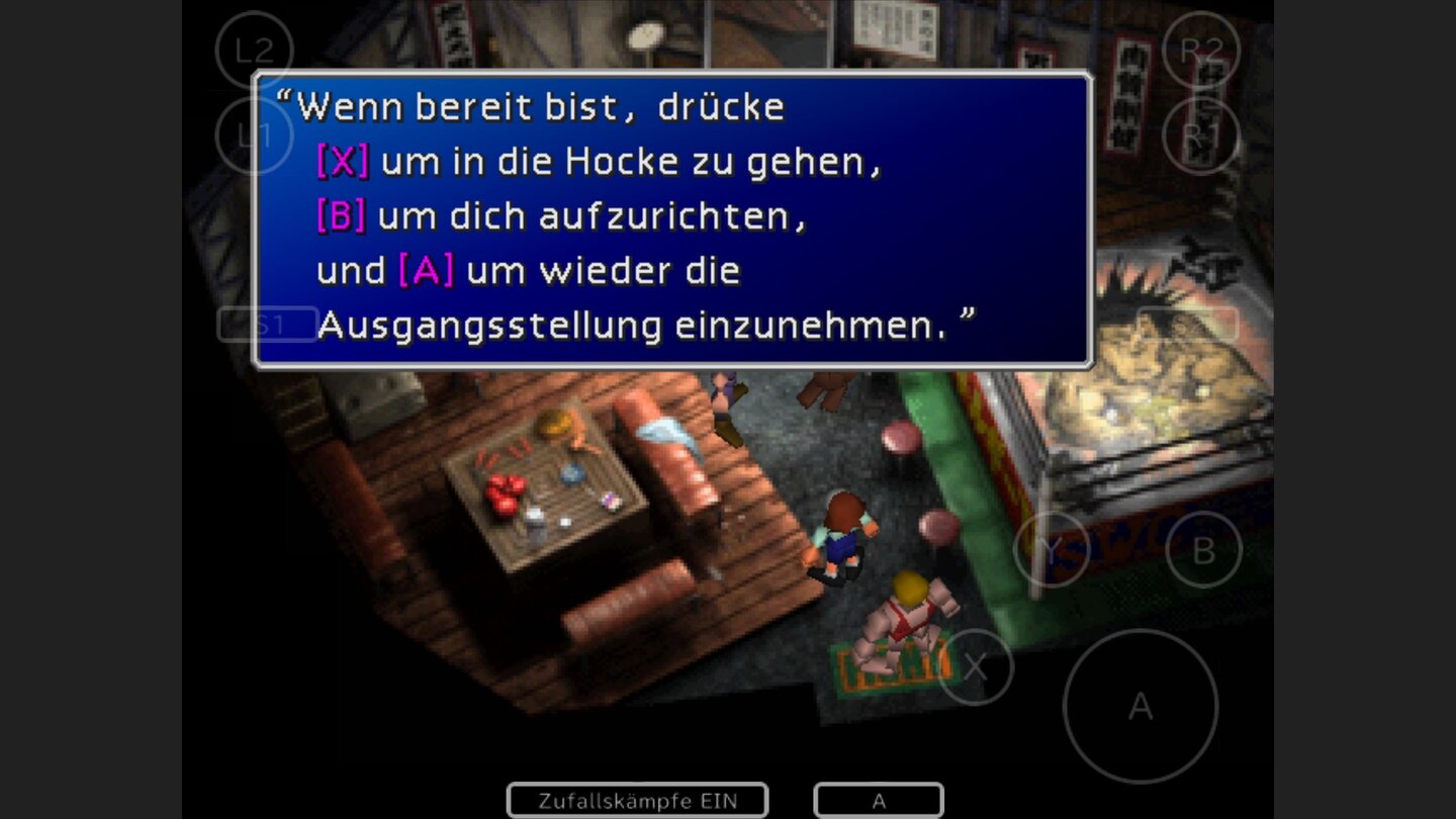 Final Fantasy 7 iOSDas Steuerungslayout wurde leider 1:1 von der Playstationfassung übernommen. Gesteuert wird über eingeblendete virtuelle Tasten.