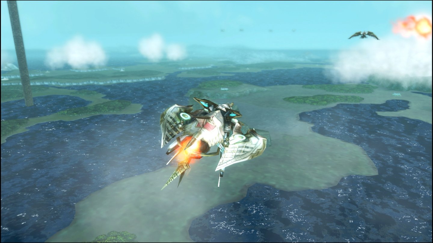 Final Fantasy Type-0 HDMit dem Gleiter können wir später auch über die Weltkarte fliegen. In der Luft lauern jedoch genauso viele Feinde wie am Boden.