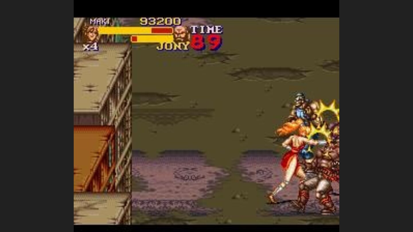 In the slums of Hong Kong, Maki is beating up several bad guys at once