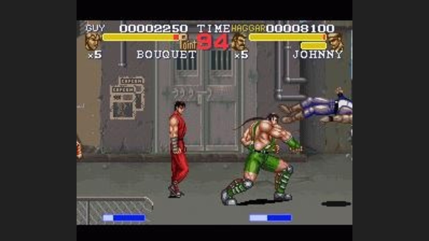 Haggar throws baddie; Guy watches